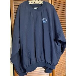 RÖCHE Pullover Windbreaker Mens X Large Navy Golf Course Embroidered 29x27